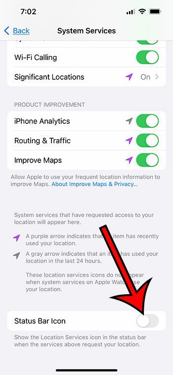 How to get rid of the hollow arrow on iPhone 13