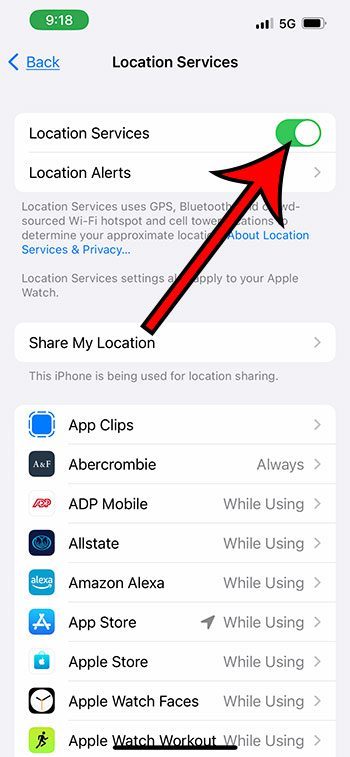 How to disable location on iPhone 13