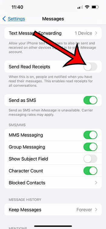 How to disable read receipts on iPhone 13