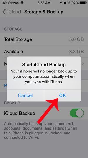 How to enable iCloud backup on iPhone 5